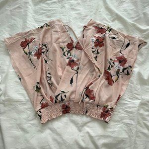 Pink floral blouse with tie detail